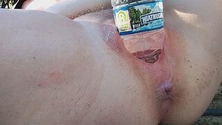 A busty woman reached the peak of pleasure while indulging in outdoor play
