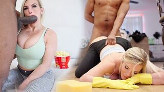 The stepson fucked a big black cock all day long