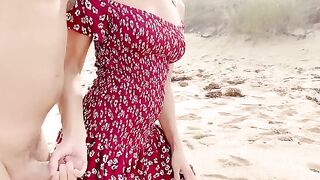 A hot Asian girl has sex on the nude beach