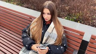 A pretty babe has no money, so she sucks strangers’ dicks outdoors