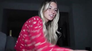 A cute girl plays with her pussy while her stepbrother masturbates with his hand