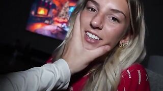 A cute girl plays with her pussy while her stepbrother masturbates with his hand
