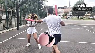 A seductive girl is fucking with her coach in the gym