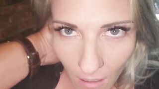 The blonde is bouncing on the dick as if racing for sperm