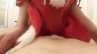 A beautiful woman has a huge dick in her wet pussy