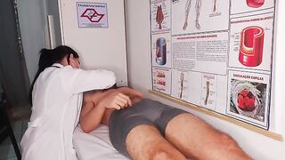 A doctor conducting an oral examination in a hospital can be quite intense