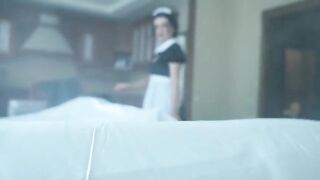 A ghostly maid is fucking with a guy on Halloween night