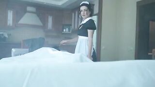 A ghostly maid is fucking with a guy on Halloween night