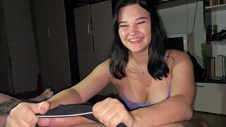 Girl sucked a cock in a bottle, it was a bet at the party