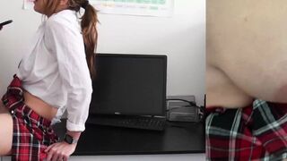 A girl was masturbating in the classroom when a teacher walked in