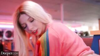 A little pretty girl Kenzie has sex in public places with someone